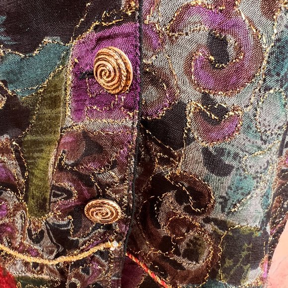 VTG 📌Jane Ashley Figure Hugging 3 Button Vest with Gold Accents - Picture 5 of 12